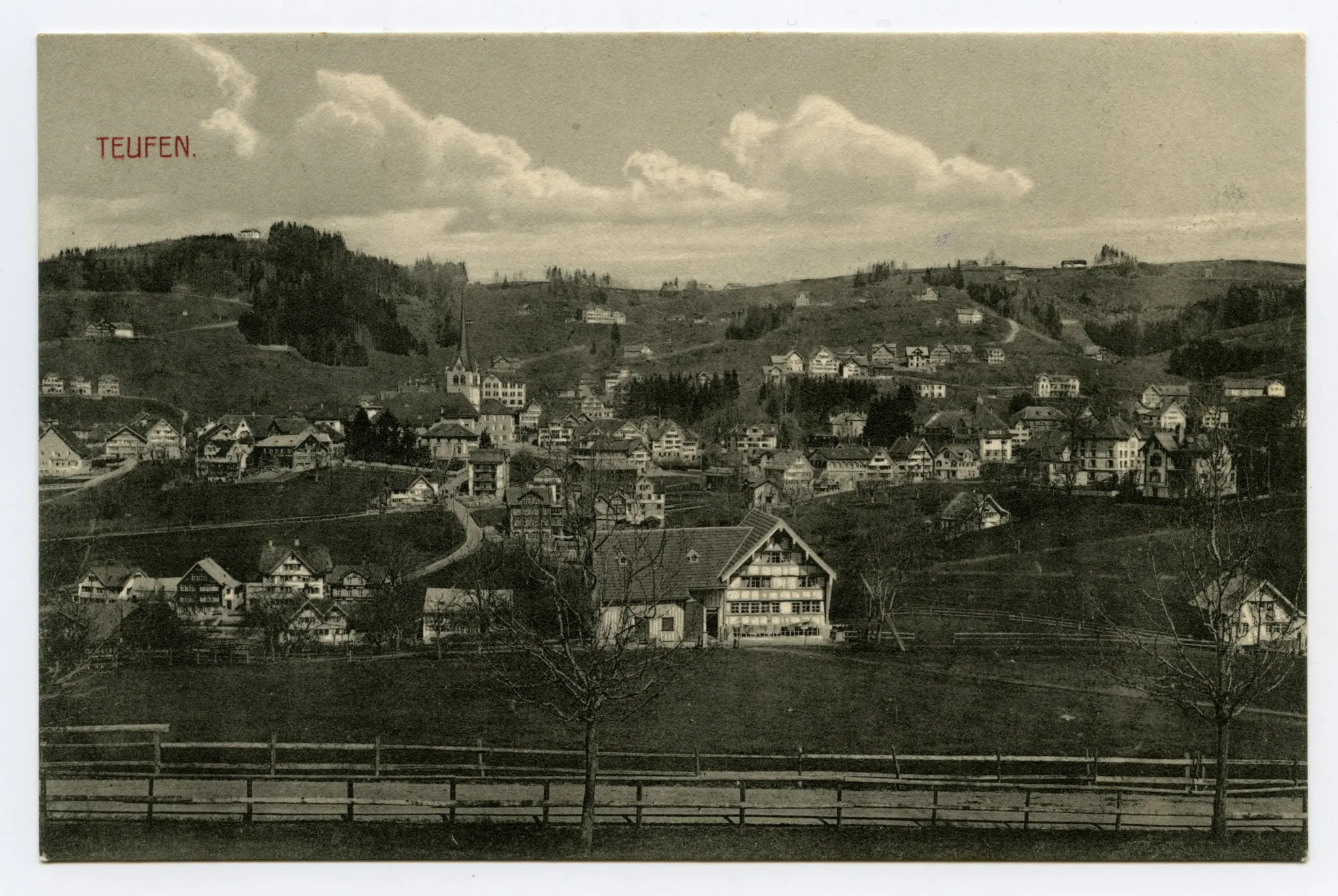 vorne Haslenstrasse, Schönenbüel, mit Bahnhof, Krankenhaus, Bad Sonder, Blick zu Frölichsegg, Schäflisegg, Hüslersegg (vgl. Hc.15-21)