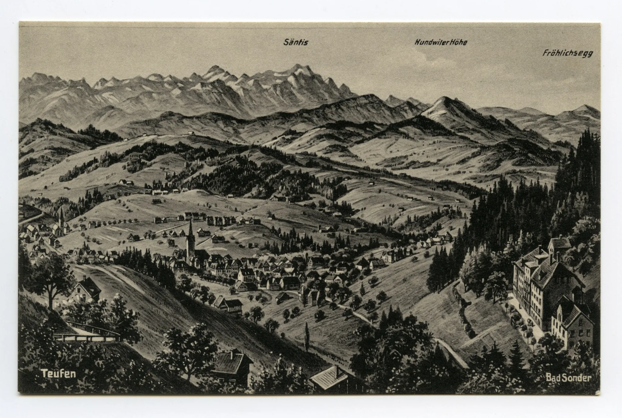 vom Bad Sonder/Schäflisegg aus, mit beiden Dorfkirchen