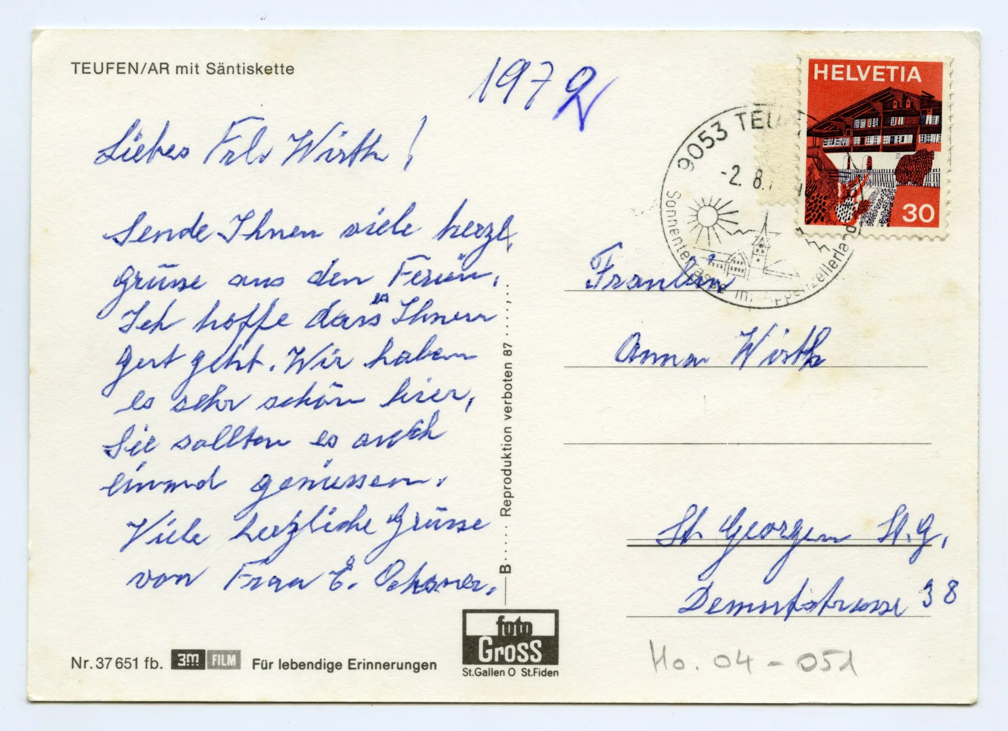 mit Grubenmannkirche, Umfahrungsstrasse (noch im Bau?) – Alte Kath. Kirche ist abgebrochen! (vgl. Hc.17-34)