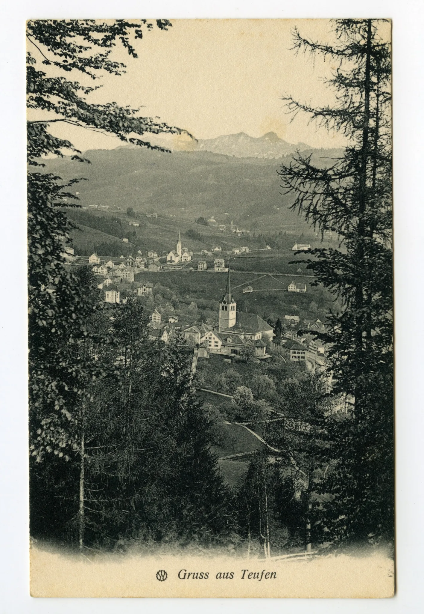 beide Dorfkirchen. Blick zu Steigbach (Hochkamin), Fänern, Kamor, Hohem Kasten