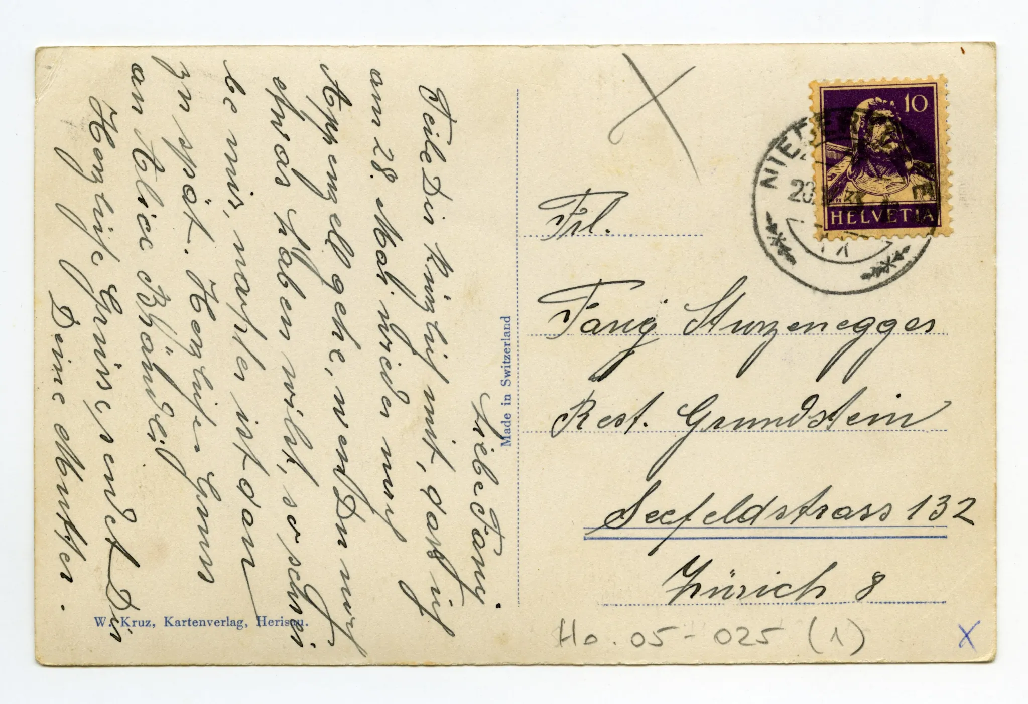 Beide Dorfkirchen, blühende Obstbäume (sic!), Blick zum Steigbach; Karte 1: Blick zu Kamor/Hohem Kasten – korrekte Ansicht (vgl. Hc.18-10); Karte 2: Säntiskette im Winter (sic!) – Säntis manipuliert!