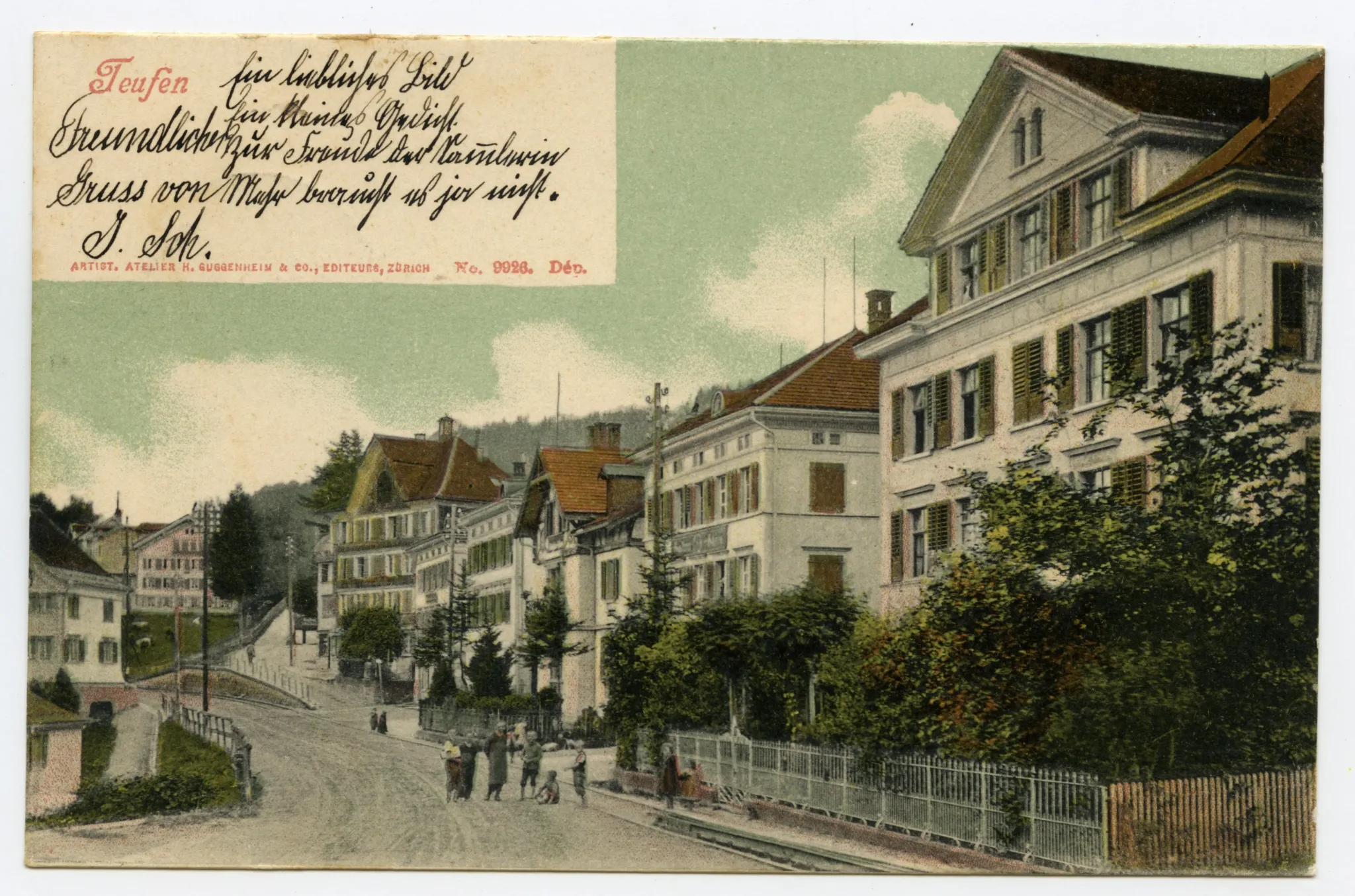 posierende Erwachsene u. Kinder. Zweites Haus v.r.: „Gasthaus Ochsen“ (vgl. Hc.20-20)