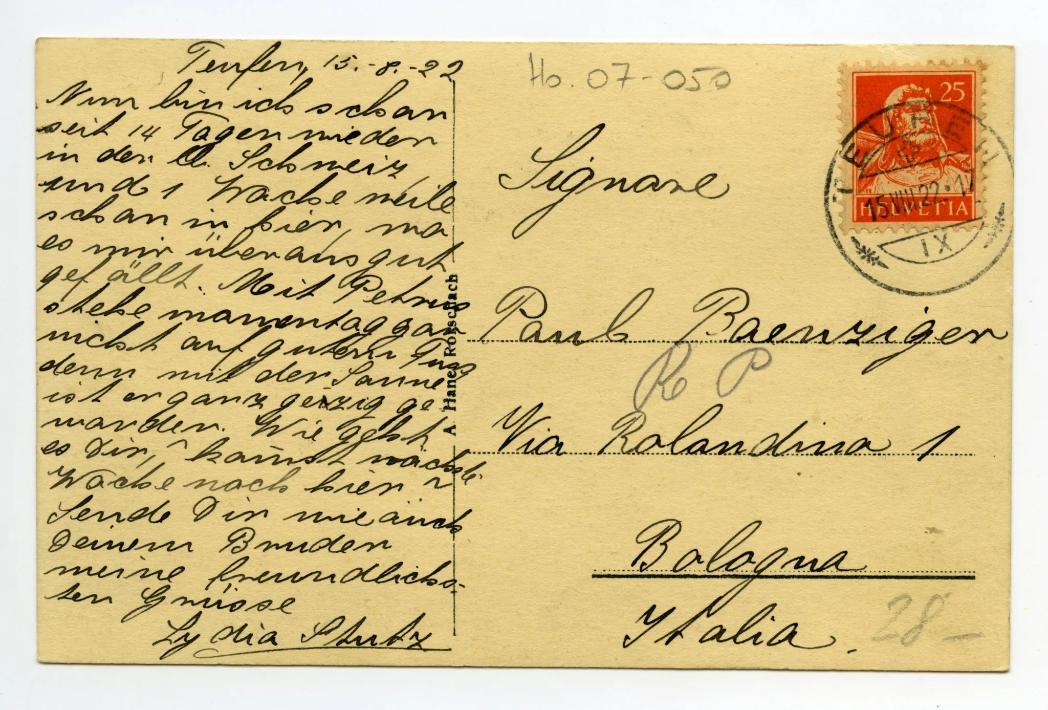 Rückseite mit Text