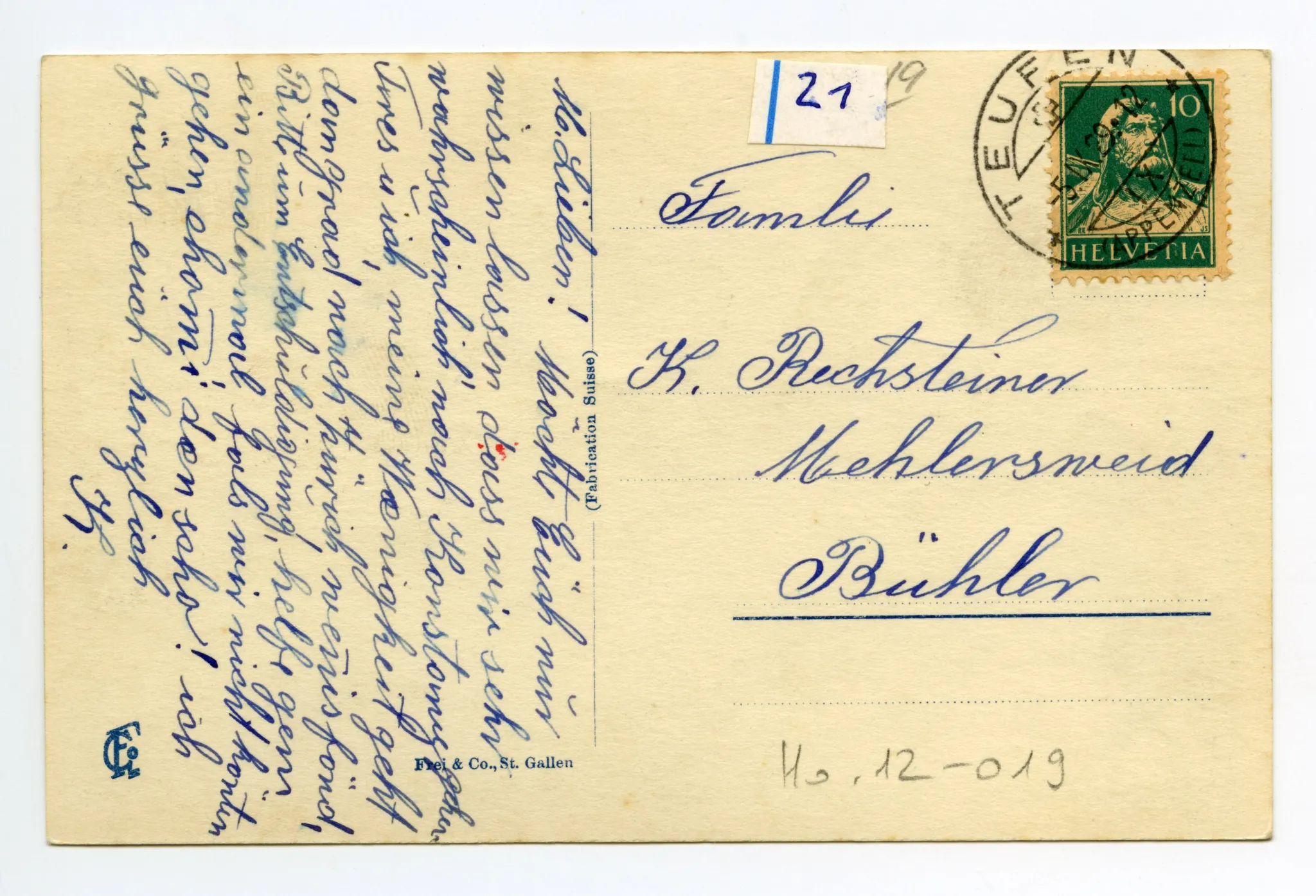 Mit „Rössli“, „Altem Zoll“, Steinbruch im Haag (vgl. Hc.21-12)
