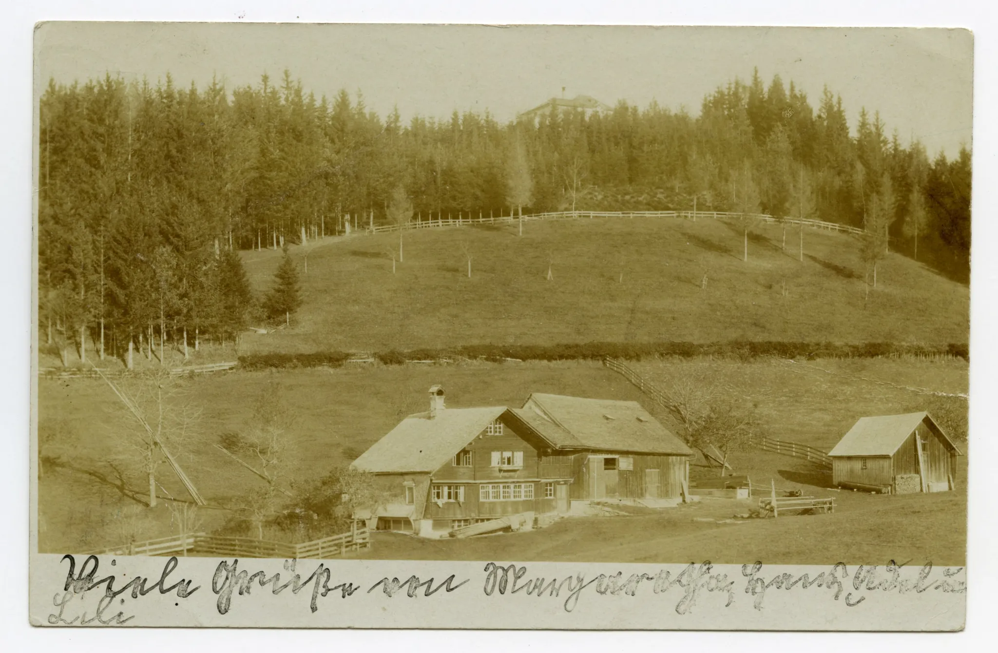Ansicht mit Gasthaus Fröhlichsegg im Hintergrund