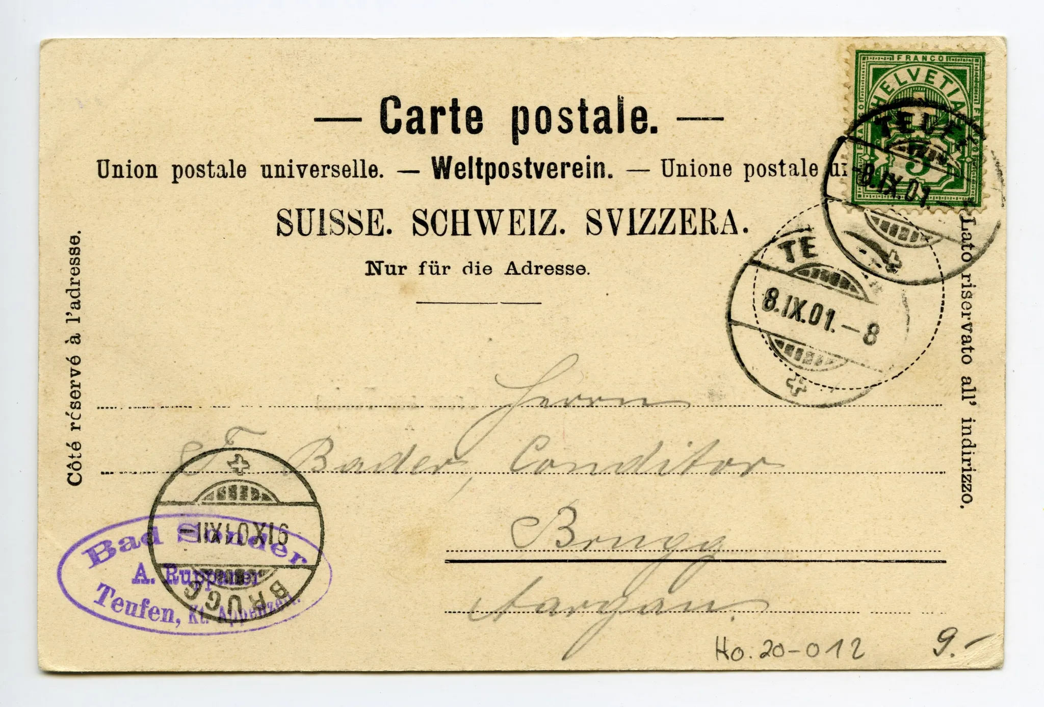 Mehrbildpostkarte: Einzelansicht Bad Sonder und Gesamtansicht Teufen von Nordwest