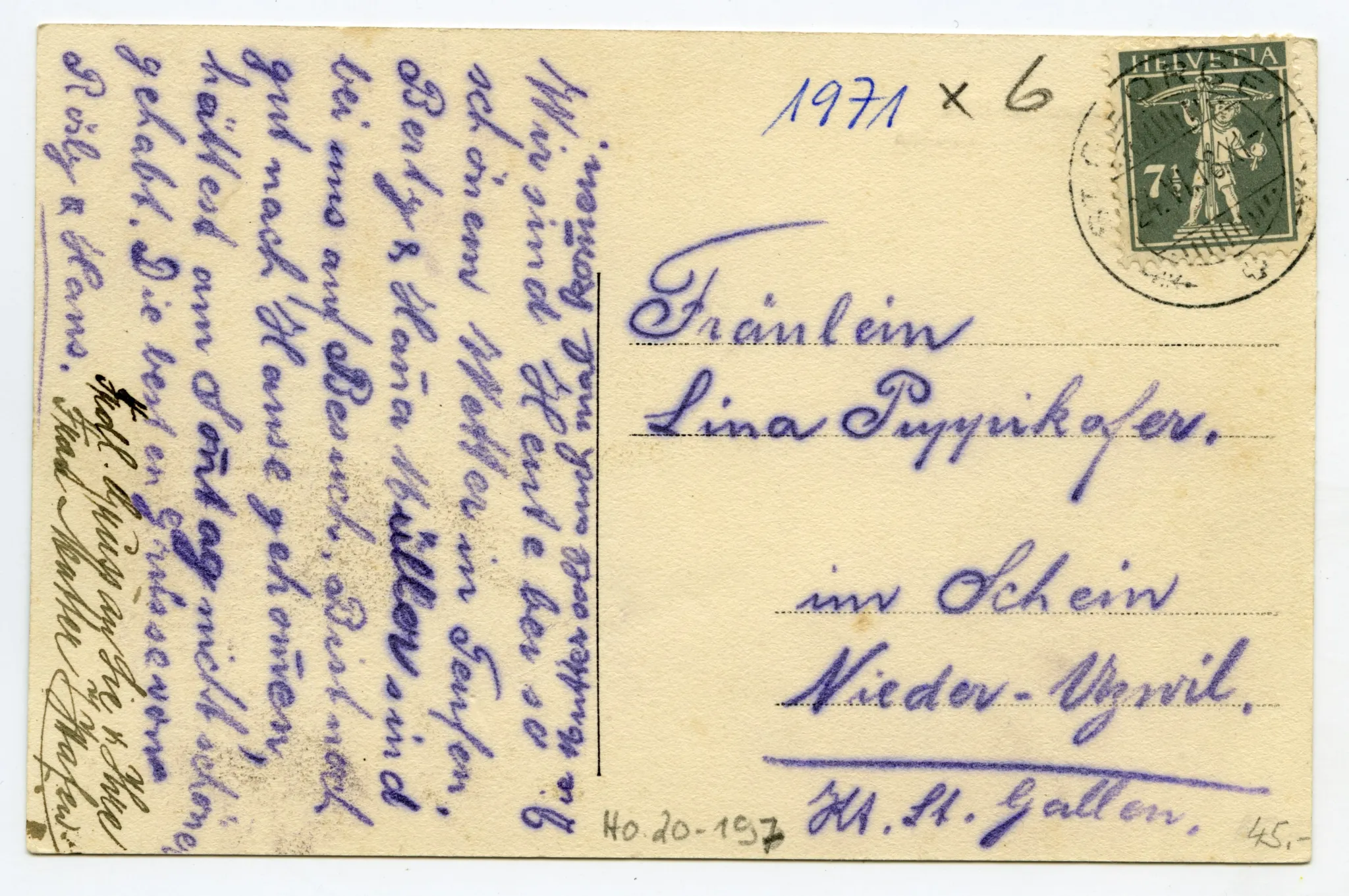 Ansicht von der Gremmstrasse aus mit Personen davor (vgl. Hc.08-48, Karte identisch)