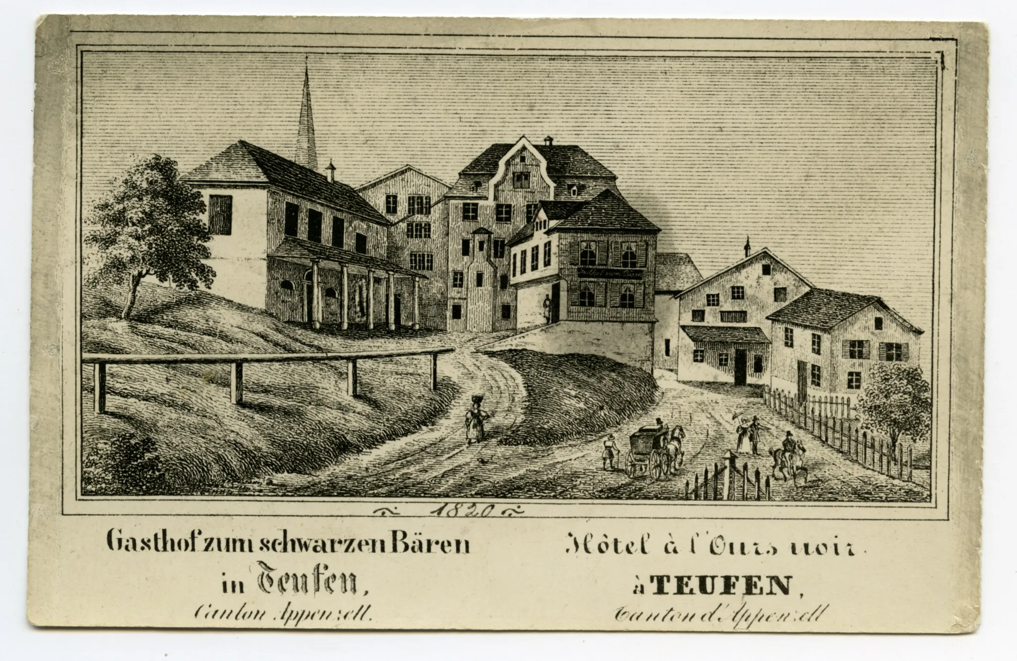 (erbaut 1555, Abbruch 1856), Karte zeigt die Ansicht der Stichvorlage aus Nordwesten (1820)