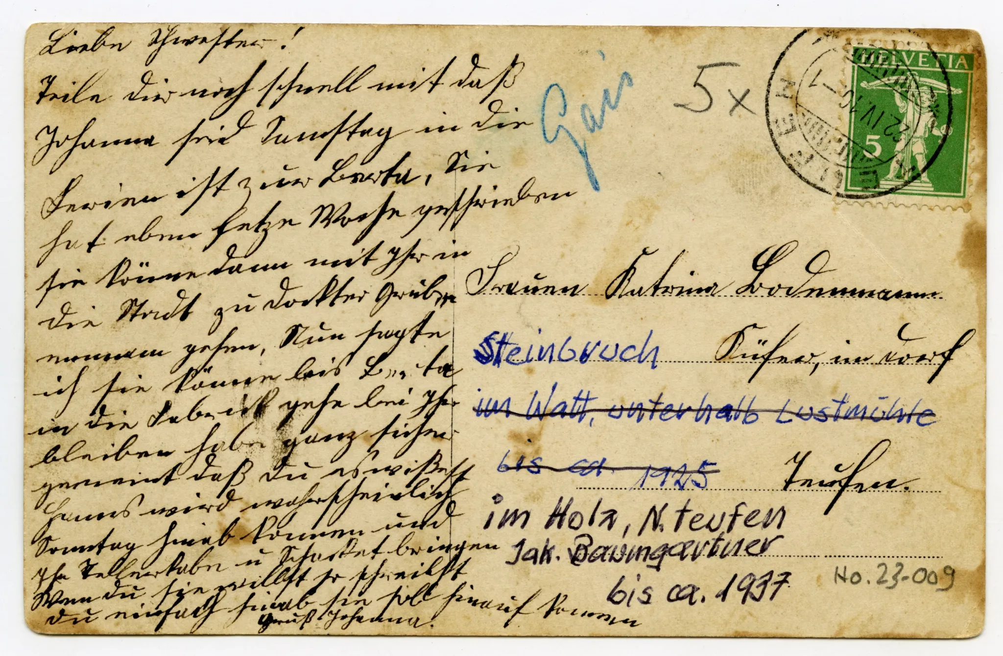 Rückseite mit Text