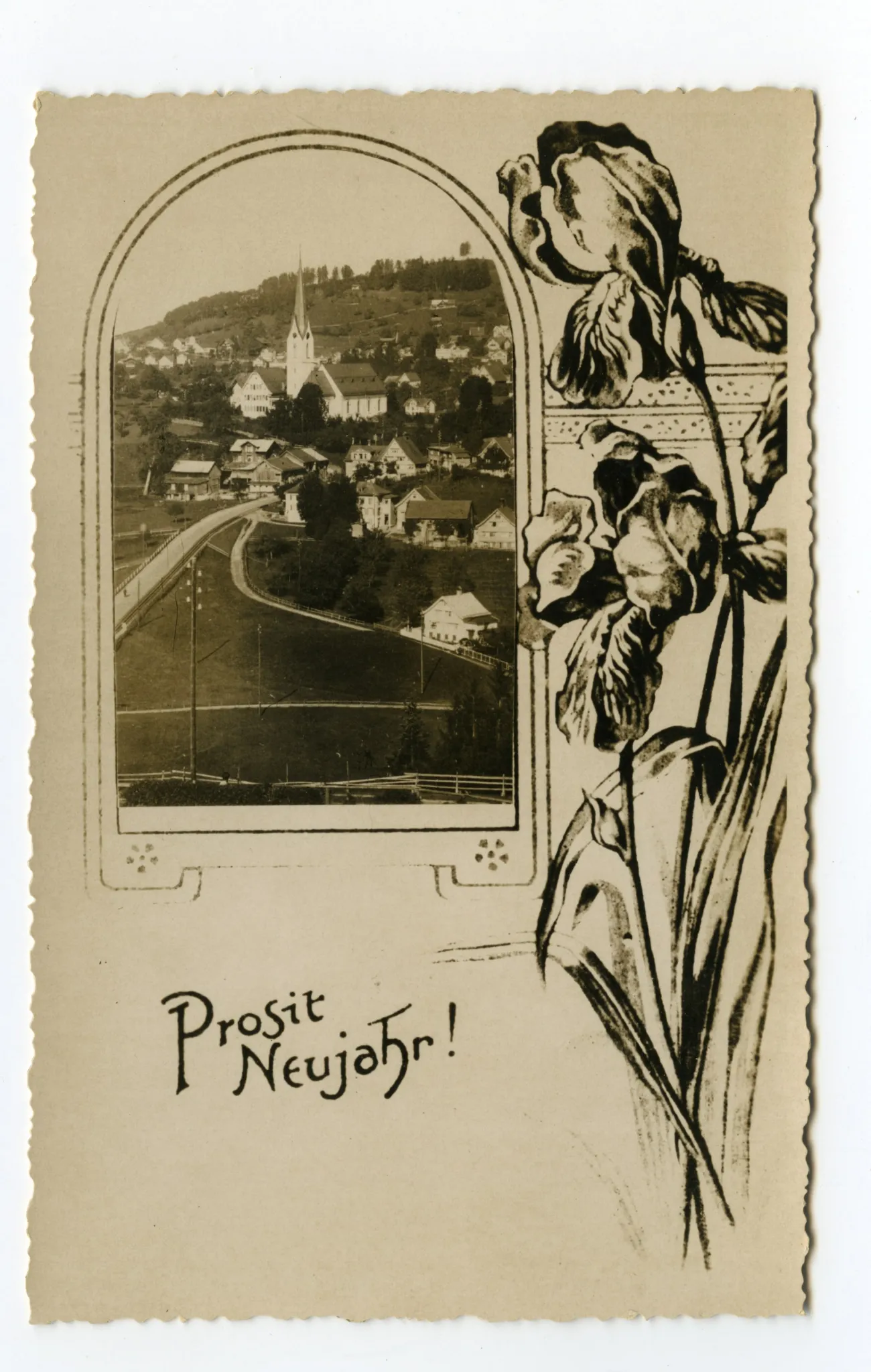 mit Ansicht von Teufen mit alter kath. Kirche aus Süden
