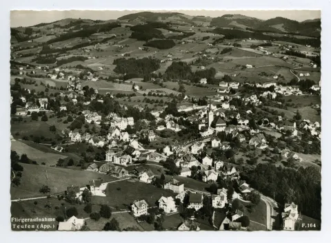 Dorfkern mit Ebni, Zeughaus und alte Kath. Kirche (teils abgeschnitten), Blick Richtung Wissegg/Gäbris (vgl. Hc.14-14)