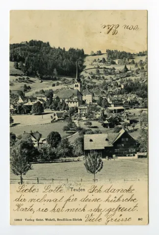 Blick zu Frölichsegg und Bad Sonder. Scheibenstand von Schiessstand am Südost-Fuss der Frölichsegg?? (vgl. Hc.15-14)