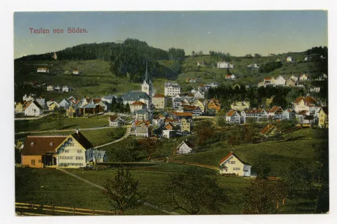 mit neuem Bahnhof, Fernblick, Bad Sonder. Blick zu Frölichsegg, Schäflisegg
