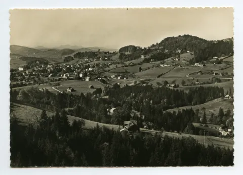 mit Grubenmannkirche, Gählern/Lortanne, Krankenhaus, Bad Sonder, Eggli. Blick zu Fernblick/Froher Aussicht, Frölichsegg, westwärts Richtung Fürstenland/Hinterland (vgl. Hc.16-22, gleiches Foto, anderer Verlag?!))