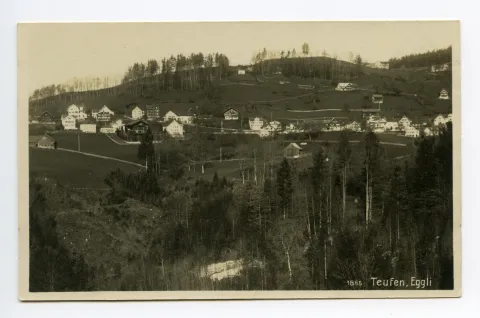 von ennet dem Bachtobel gesehen / Gebiet Bündt, Eggli, Schlipf. Blick zur Frohen Aussicht (vgl. Hc.19-12)