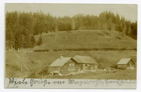 Ansicht mit Gasthaus Fröhlichsegg im Hintergrund