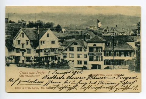 Ansicht aus Norden mit Kornhändlerhaus (vgl. Hc.08-01, Karte identisch, Stempel 1902)